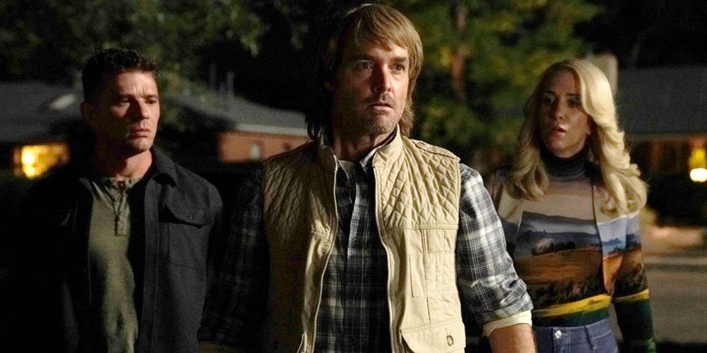 Two men and a woman looking stunned in a scene from MacGruber.