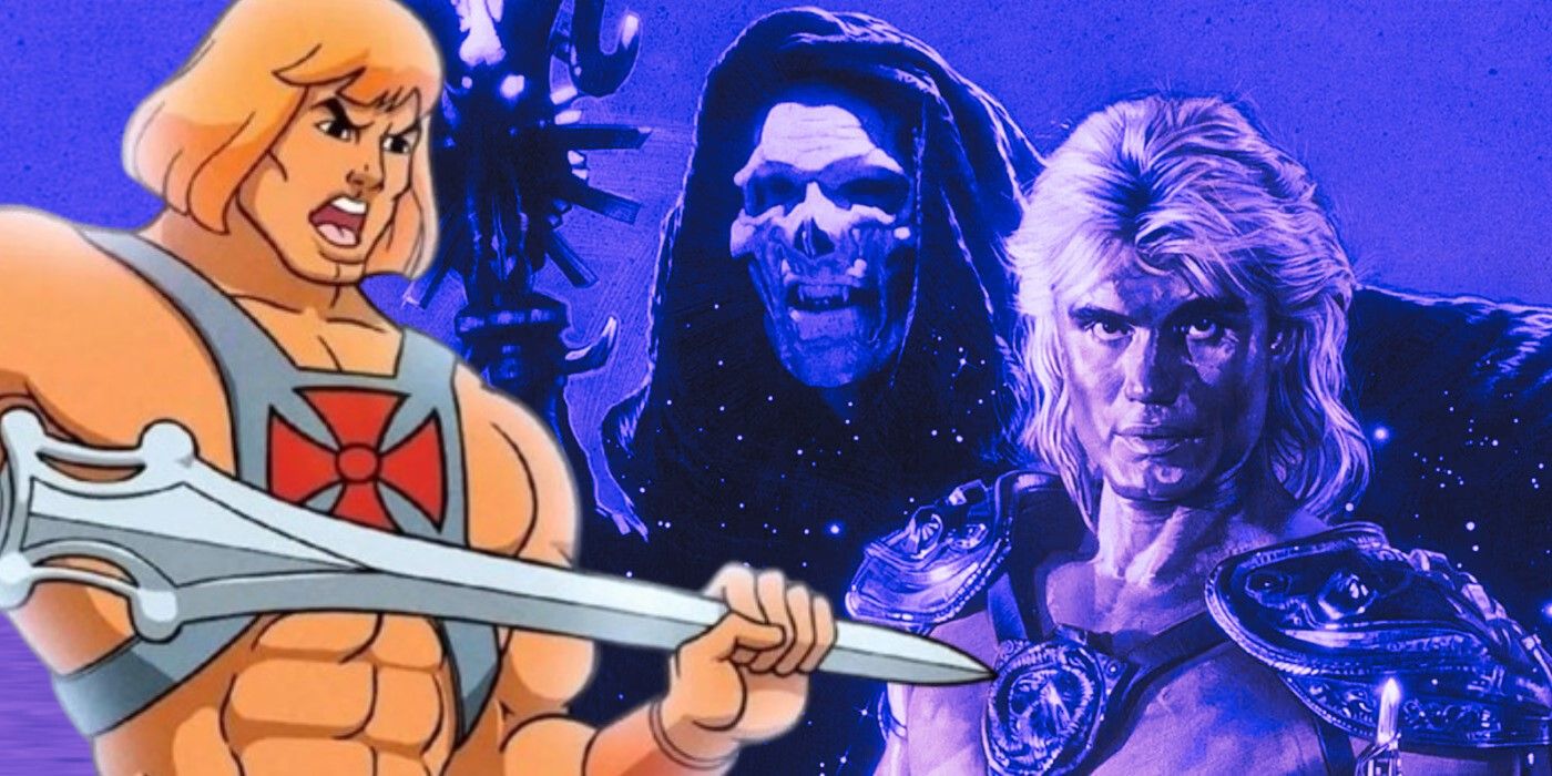 He-Man wields a sword & Dolph Lundgren in the Masters of the Universe live action movie.