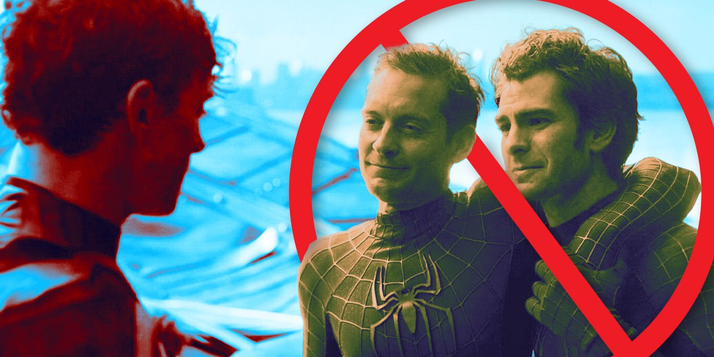 Tom Holland with Andrew Garfield and Tobey Maguire in Spider-Man: No Way Home