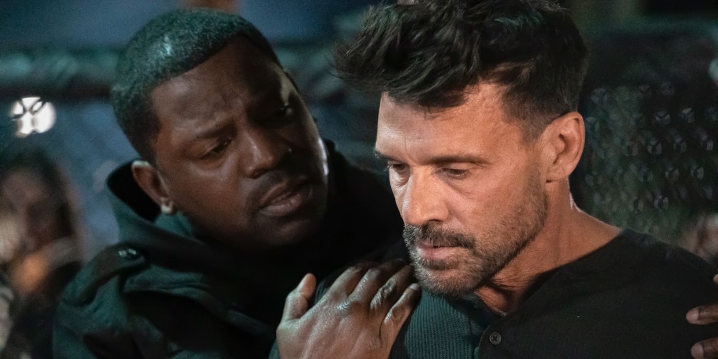 Mekhi Phifer and Frank Grillo in Lights Out (2024)