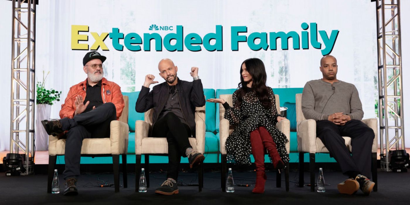 Mike O'Malley, Jon Cryer, Abigail Spencer, and Donald Faison of Extended Family