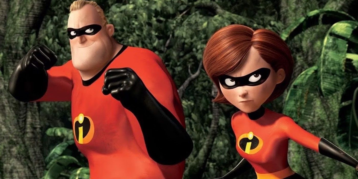 Mr. Incredible and Elastigirl in a Scene From The Incredibles