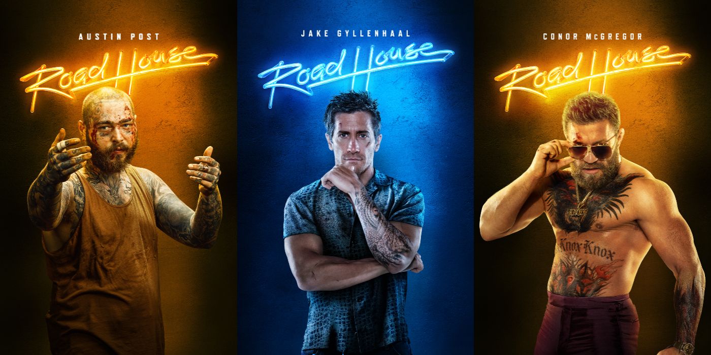 Post Malone, Jake Gyllenhaal, and Conor McGregor in Road House 2024 movie