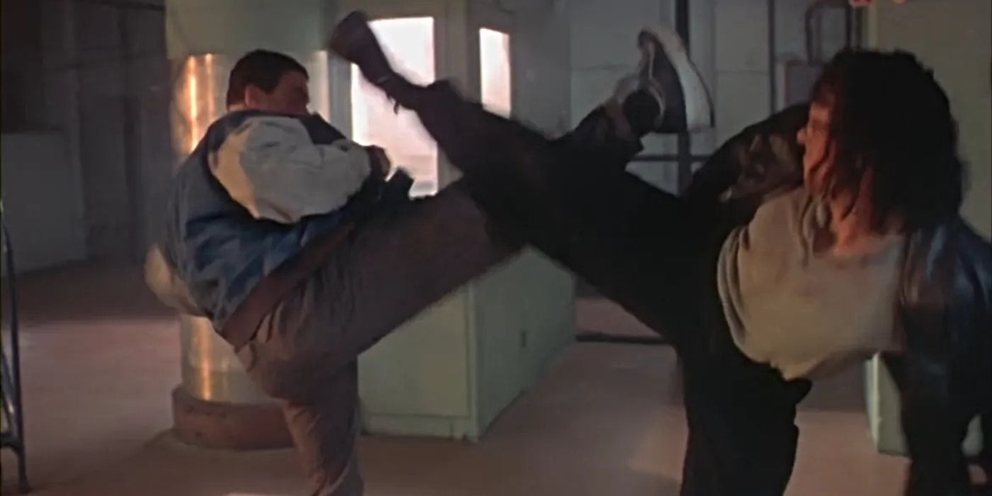 Replicant 2001 Jean Claude Van Damme fights himself roundhouse kick