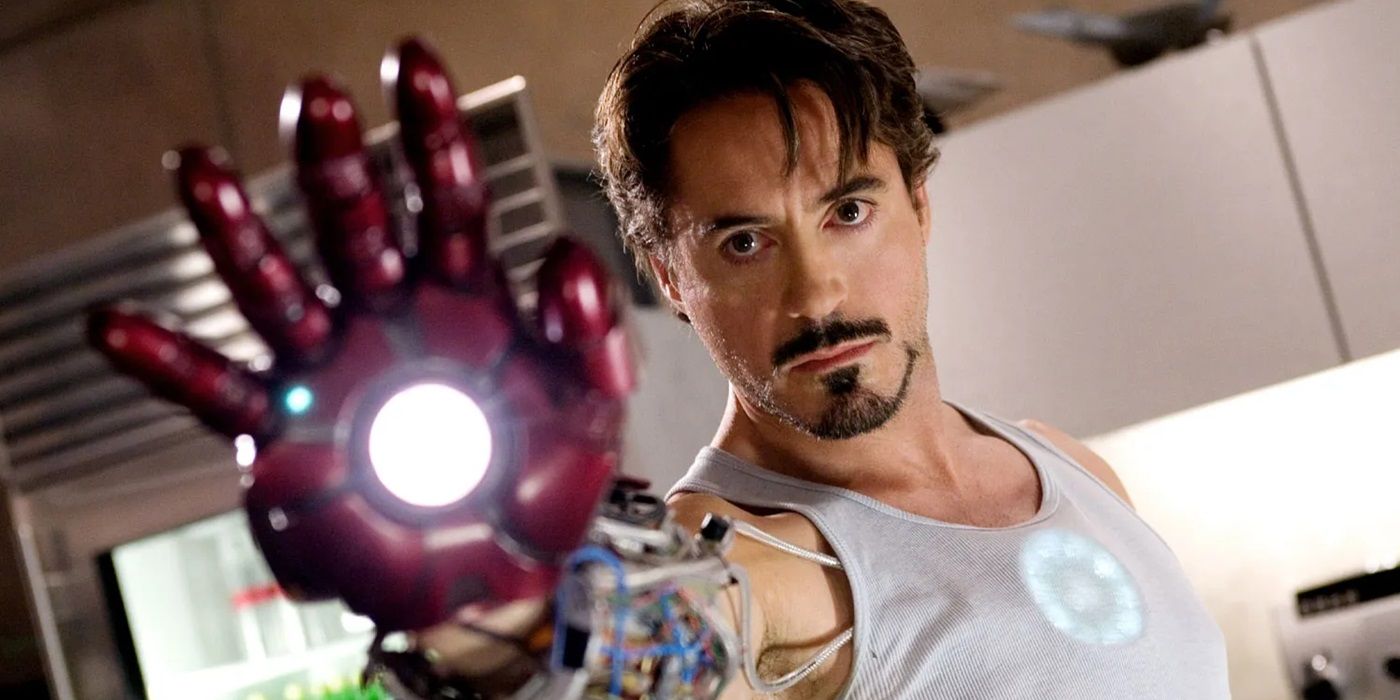 Robert Downey Jr. ready to take action in Iron Man.