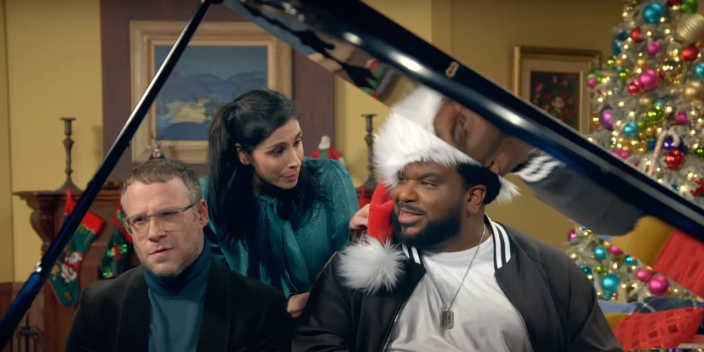 Rogen, Silverman and Robinson sing songs for Santa Inc.