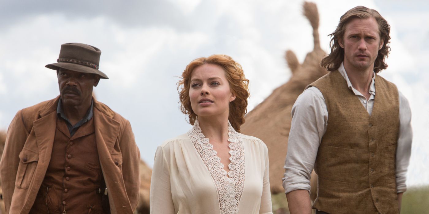 Tarzan, Jane e George Washington Williams caminhando juntos em Legend of Tarzan