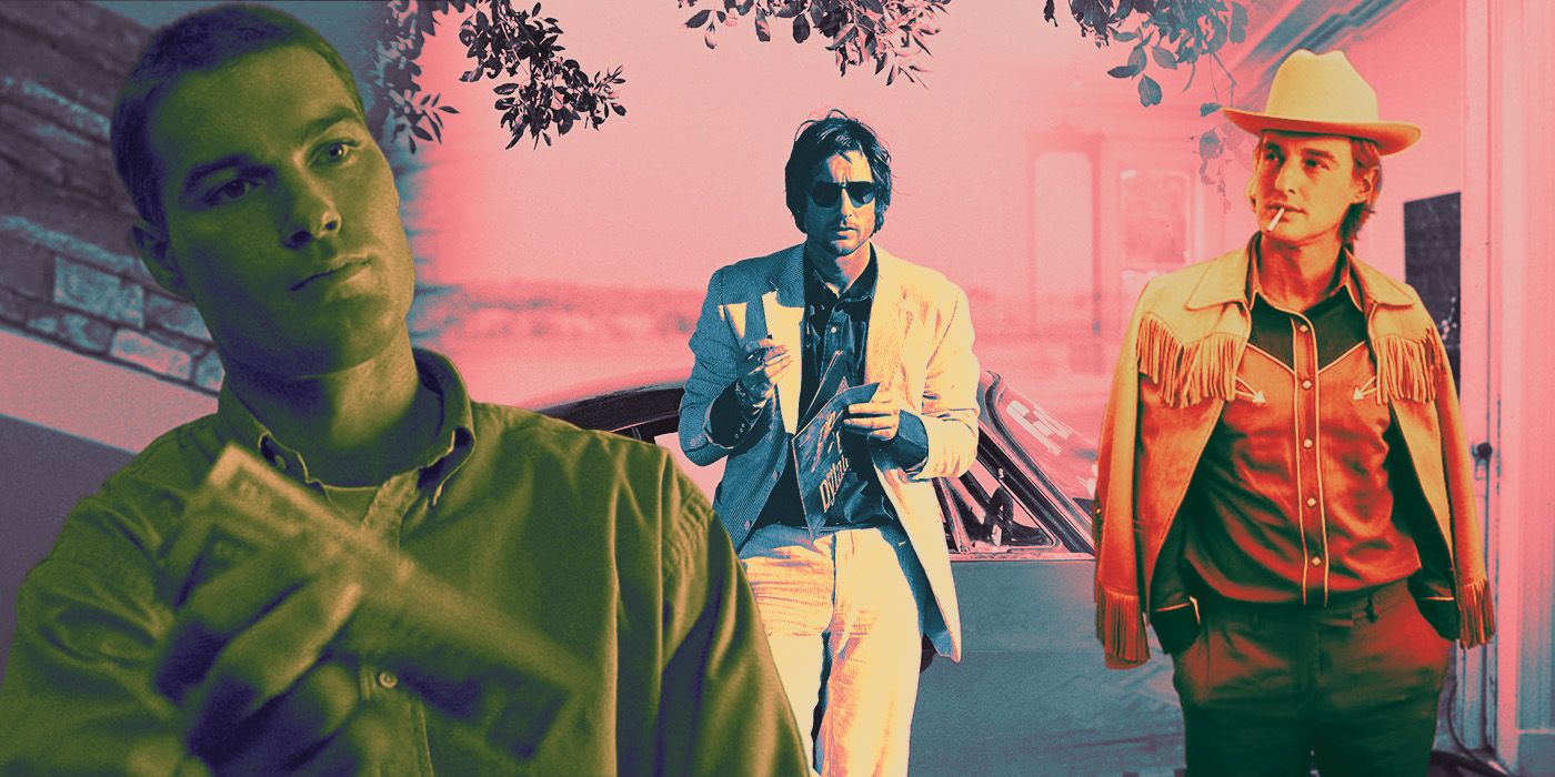 An edited image of Bottle Rocket, The Wendell Baker Story, and The Royal Tenenbaums