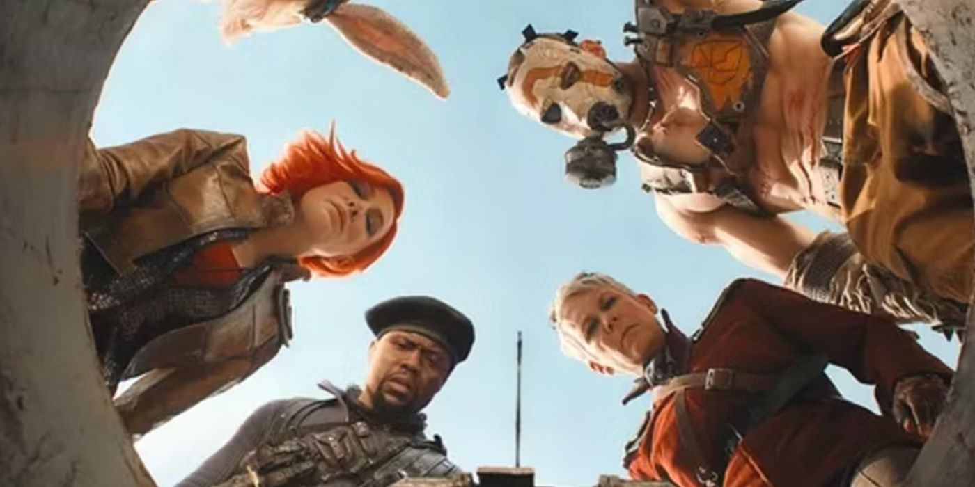 The cast of Borderlands looking in a hole-1
