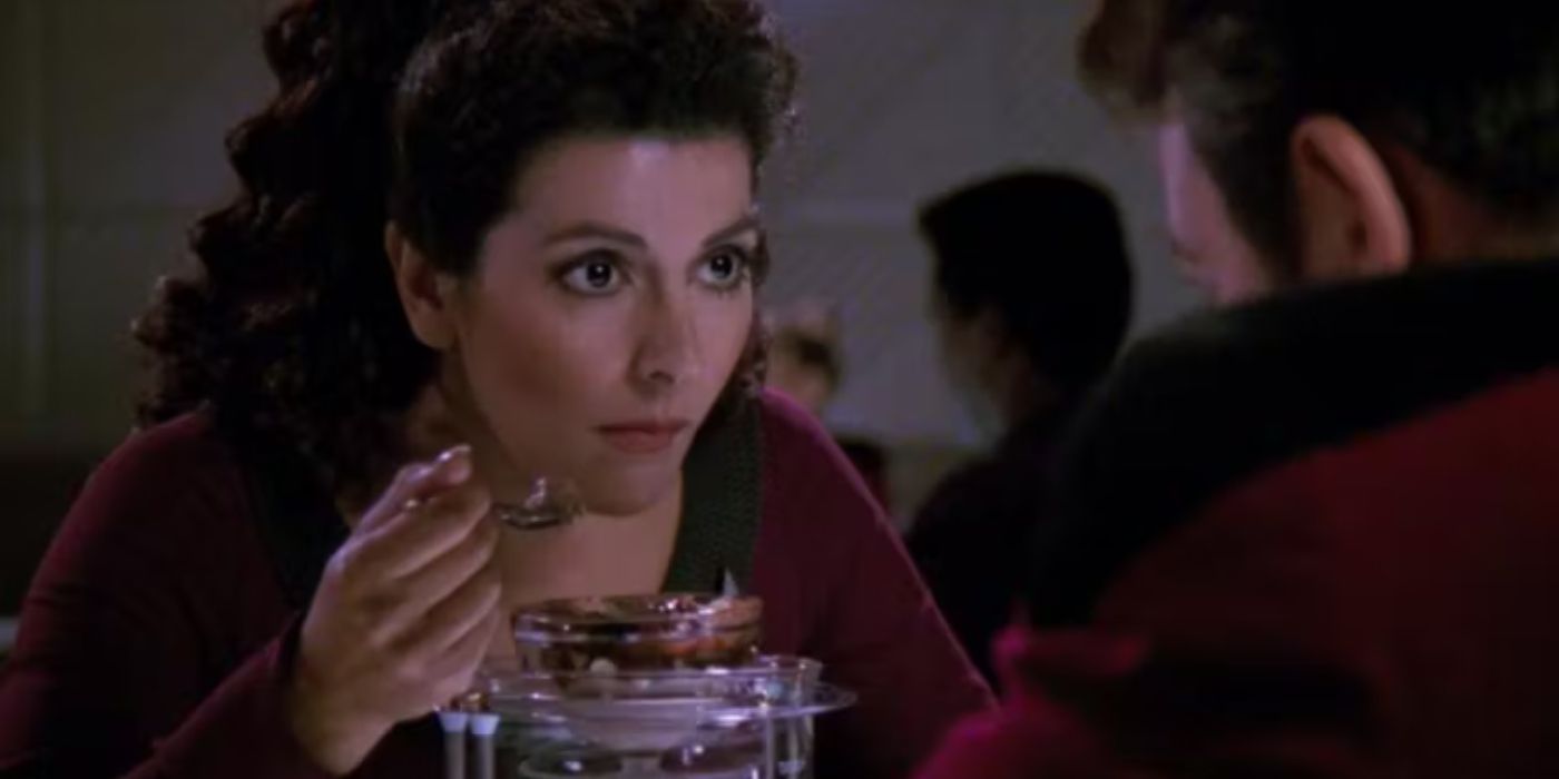 Deanna Troi expresses her love of chocolate in Star Trek: The Next Generation's episode The Game