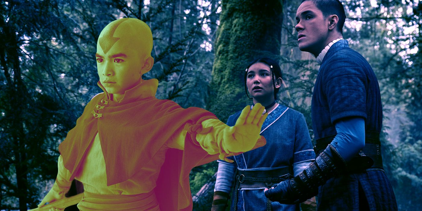 Gordon Cormier as Aang, Ian Ousley as Sokka, and Kiawentiio Tarbell as Katara in  Avatar: The Last Airbender