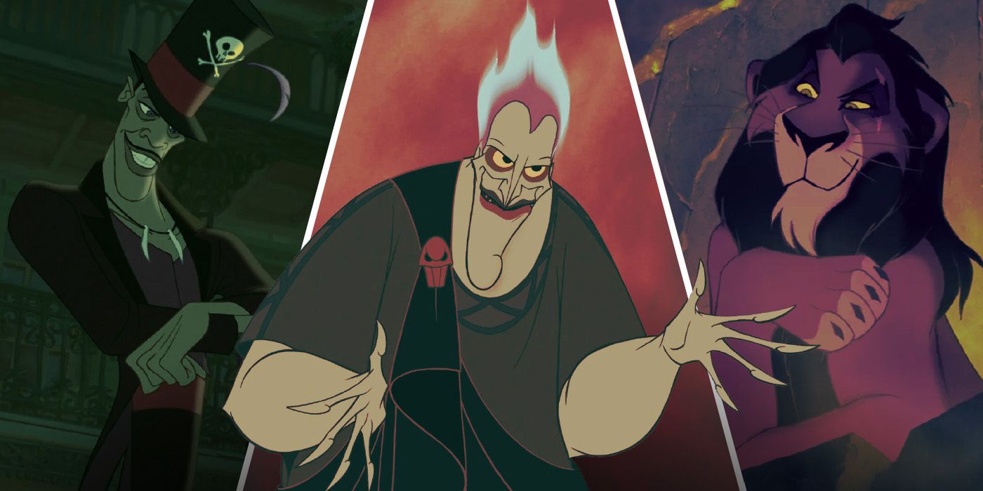 Dr. Facilier from Princess and the Frog, Hades from Hercules, and Scar from The Lion King