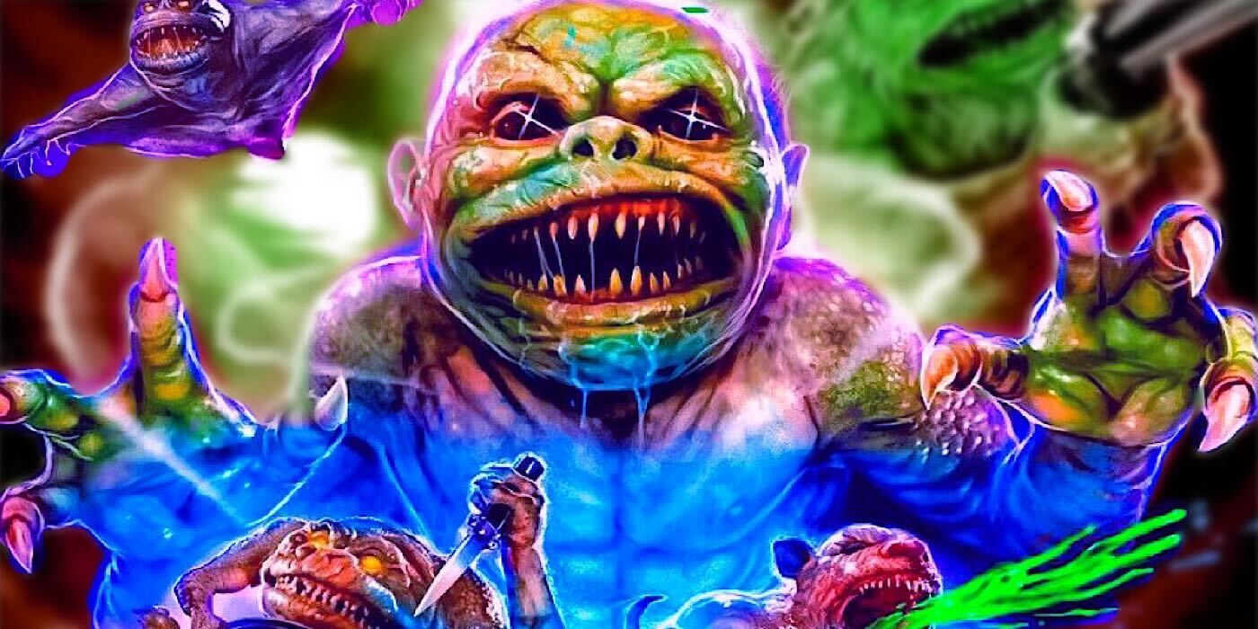 A colourized version of the Ghoulies II poster with an evil imp in the front