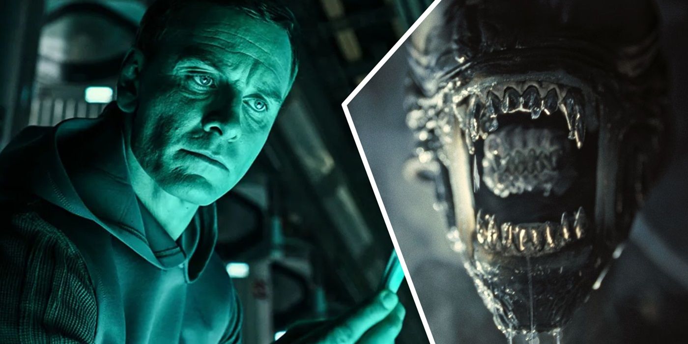 Michael Fassbender in Alien: Covenant and the Xenomorph in Romulus.