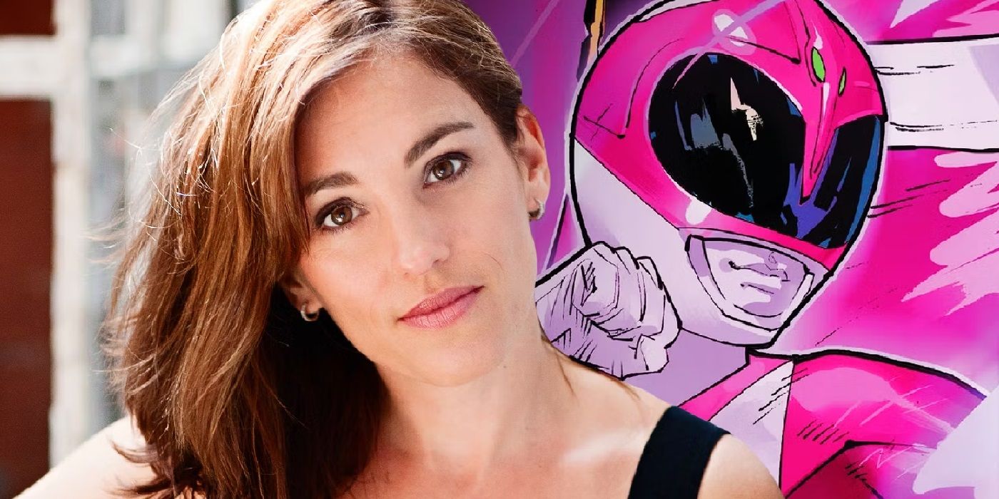 Amy Jo Johnson with a picture of the pink Power Ranger-1