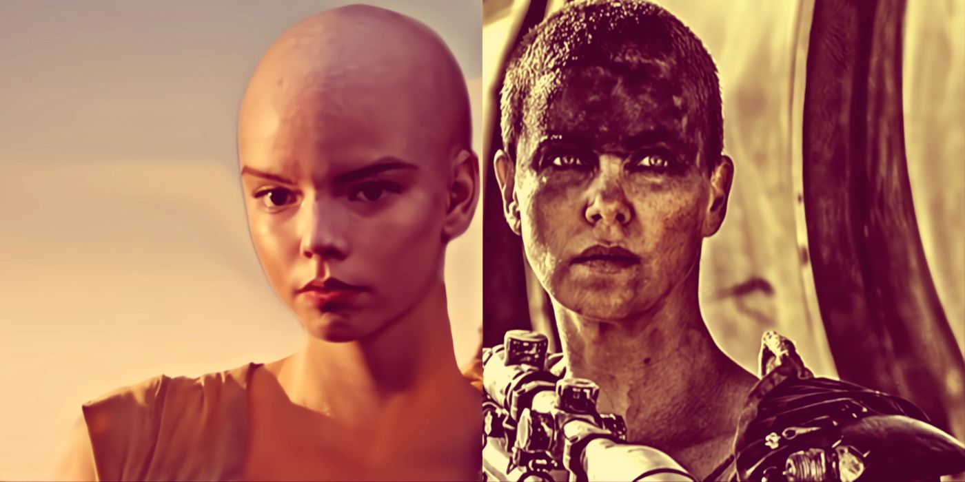 Anya Taylor Joy on the left and Charlize Theron on the right as Furiosa in the Mad Max movies