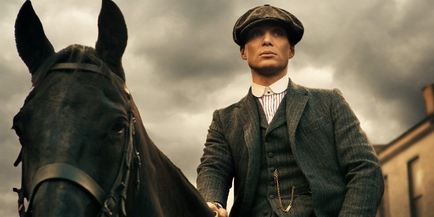 Cillian Murphy riding a horse in Peaky Blinders.