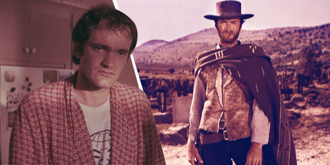An edited image of Clint Eastwood in The Good, The Bad and the Ugly and Quentin Tarantino in Pulp Fiction