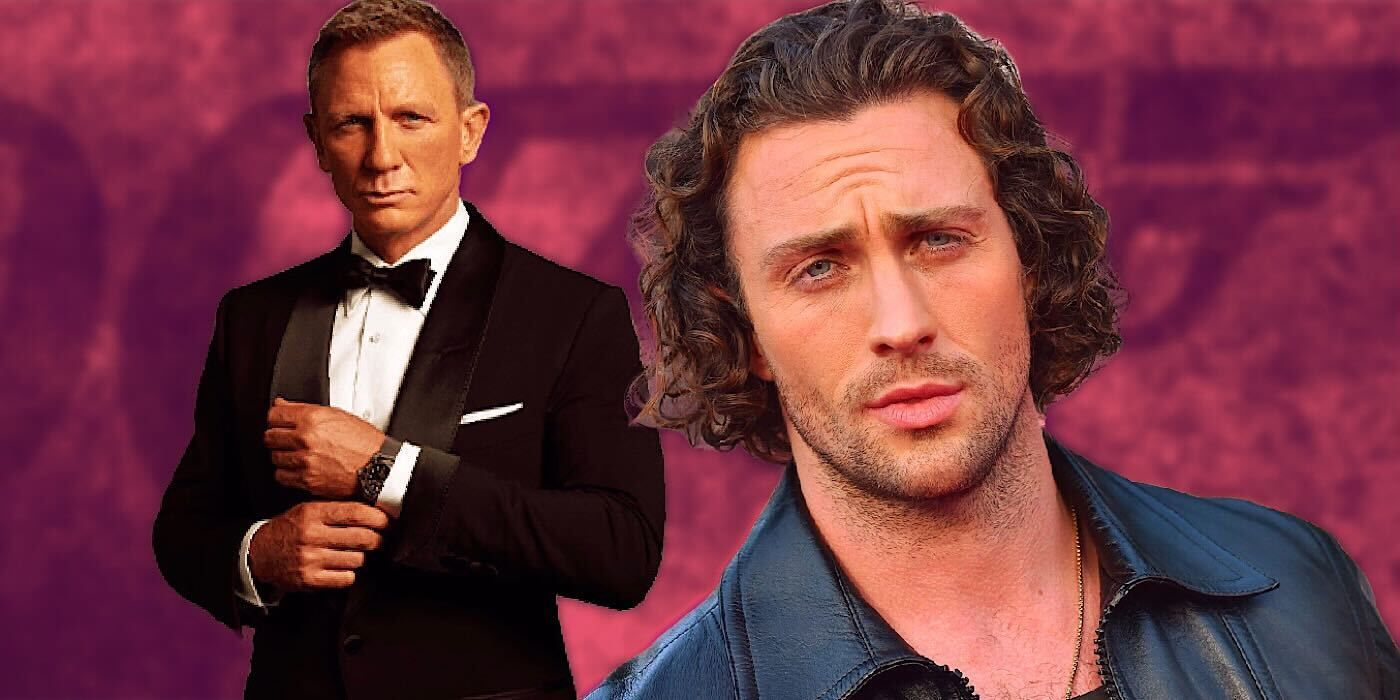 Composite of Aaron Taylor-Johnson with Daniel Craig as James Bond
