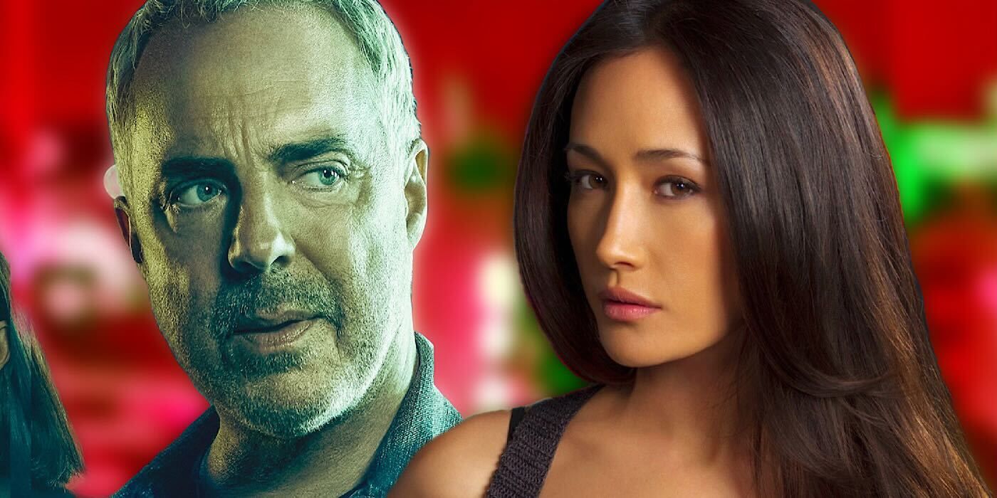 Composite of Titus Welliver as Bosch Looking at Maggie Q