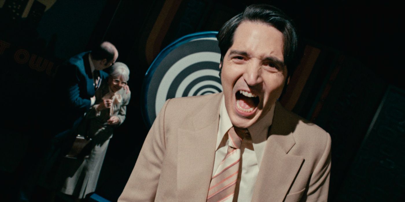 David Dastmalchian screams in Late Night with the Devil movie from 2024