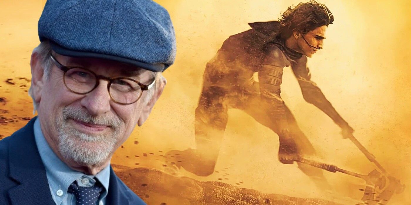 Steven Spielberg & Paul Atreides riding a sandworm in Dune 2.