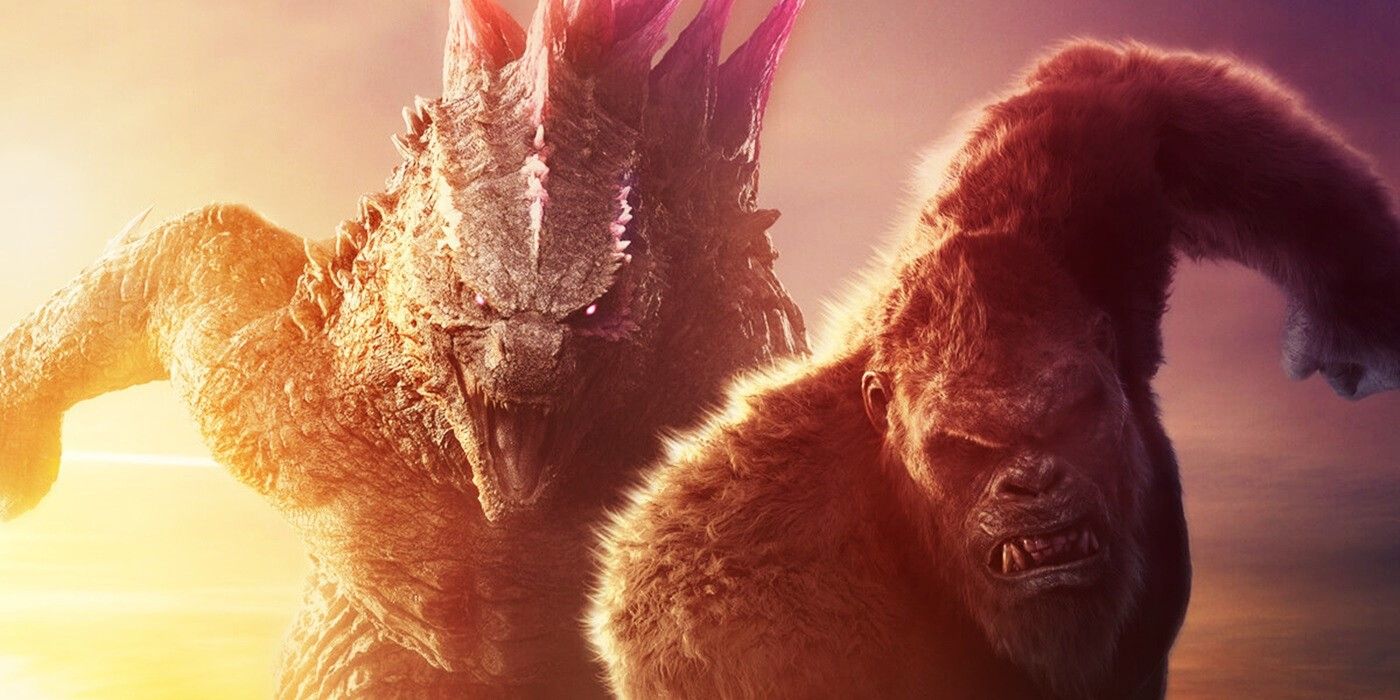 Godzilla and Kong running.