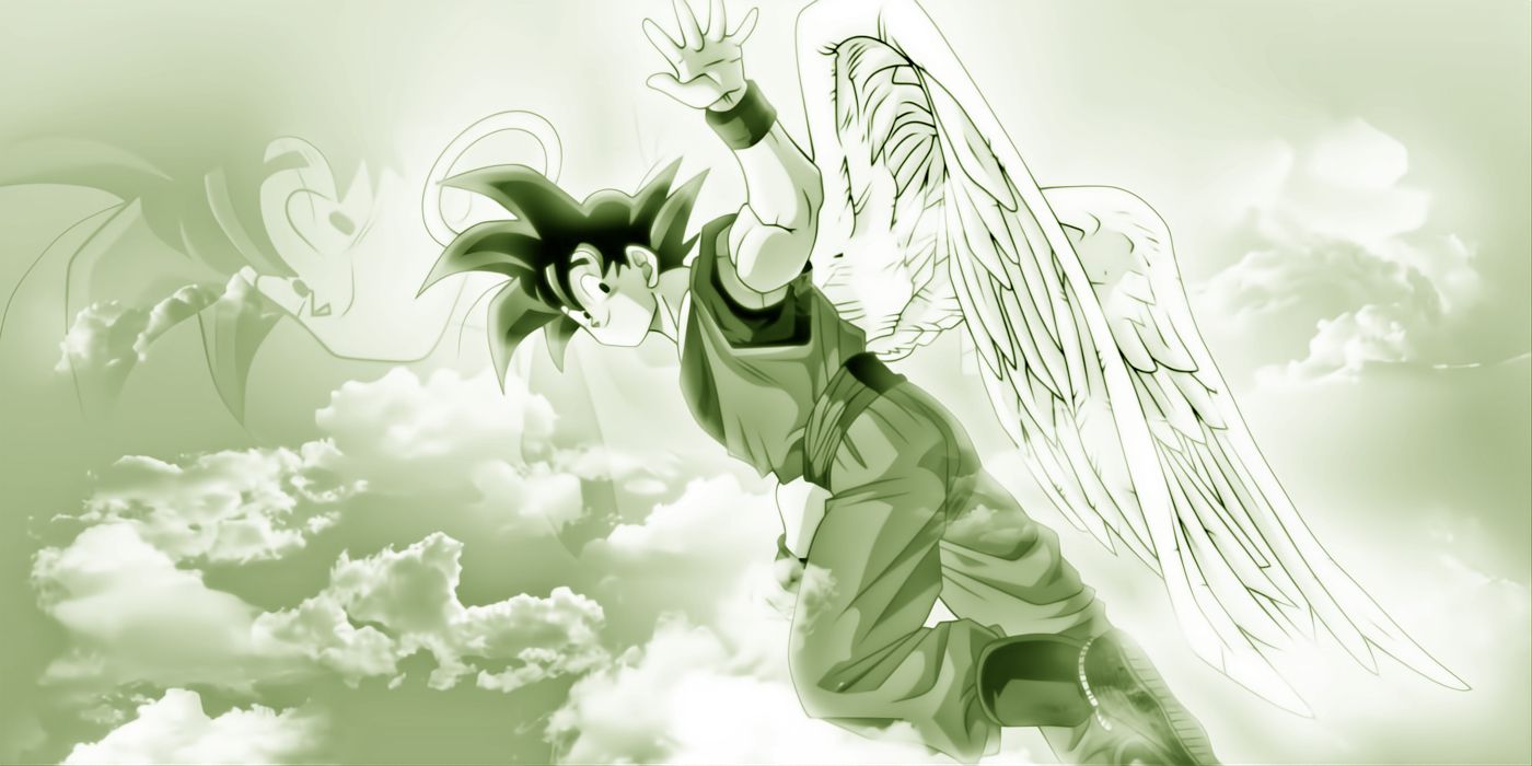 Goku with angel wings in Dragon Ball