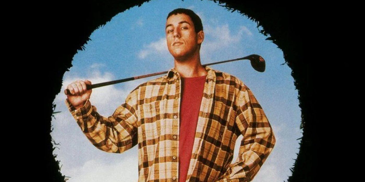 Poster image of Adam Sandler in Happy Gilmore holding a golf club