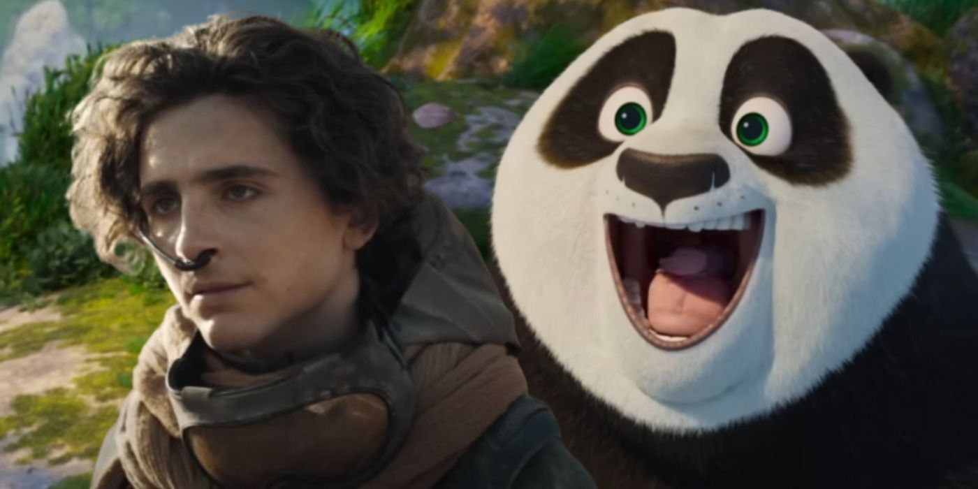Timothee Chalamet in Dune 2 and Po the Panda in Kung Fu Panda 4