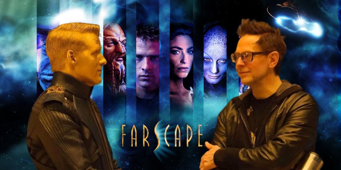 Farscape with Ben Browder and James Gunn overlaid