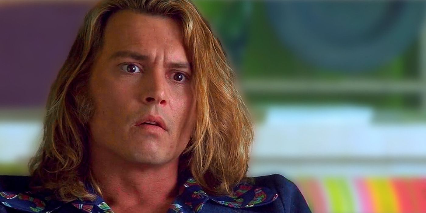 Johnny Depp looking surprised in the movie Blow