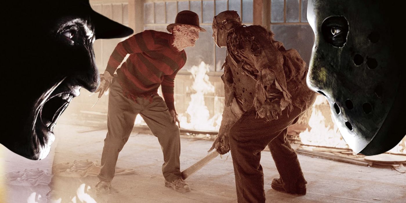 Ein bearbeitetes Bild des Kampfes zwischen Freddy Krueger und Jason Voorhees in „Freddy vs. Jason“
