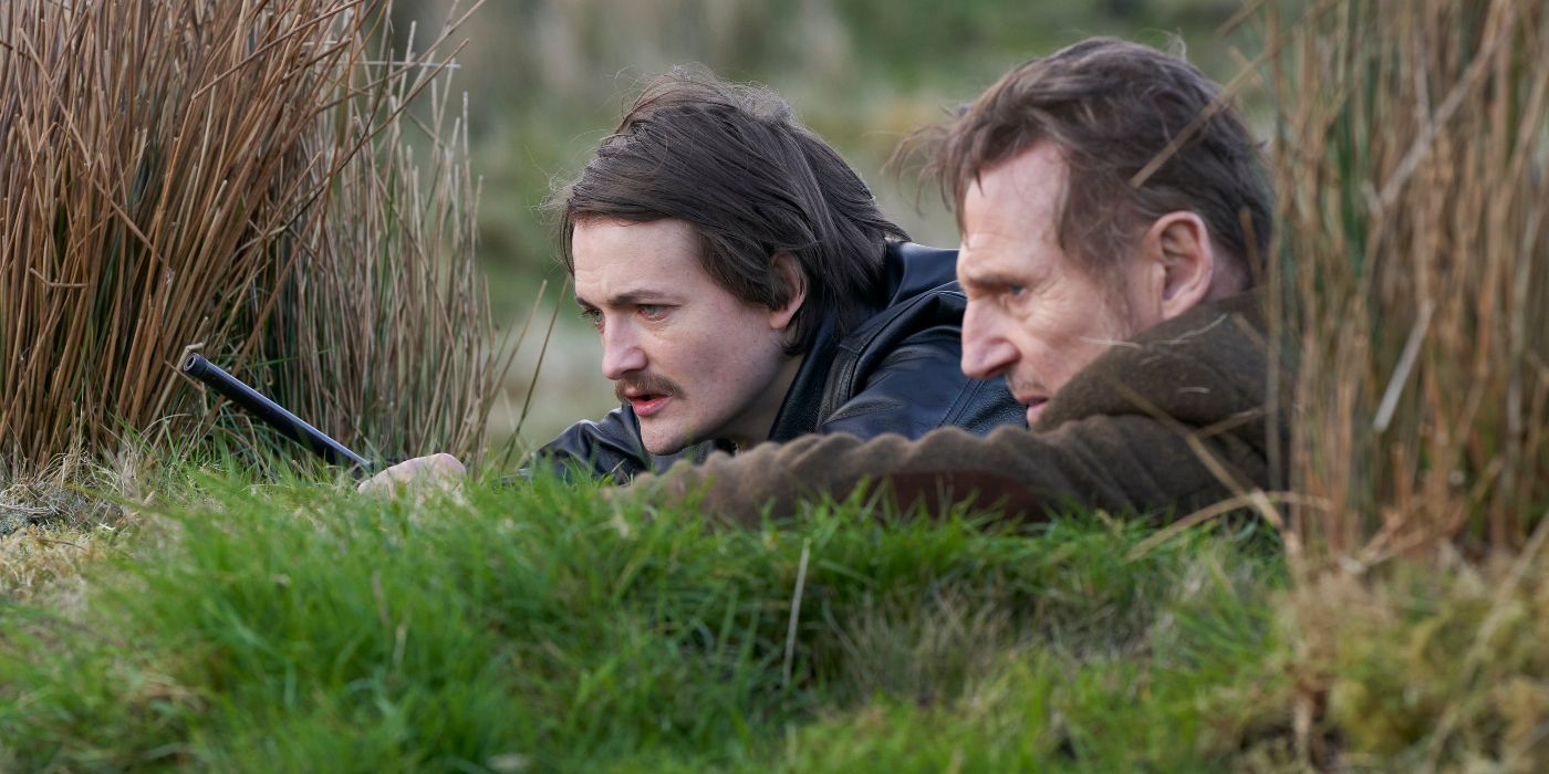 Jack Gleeson and Liam Neeson stakeout in In the Land of Saints and Sinners