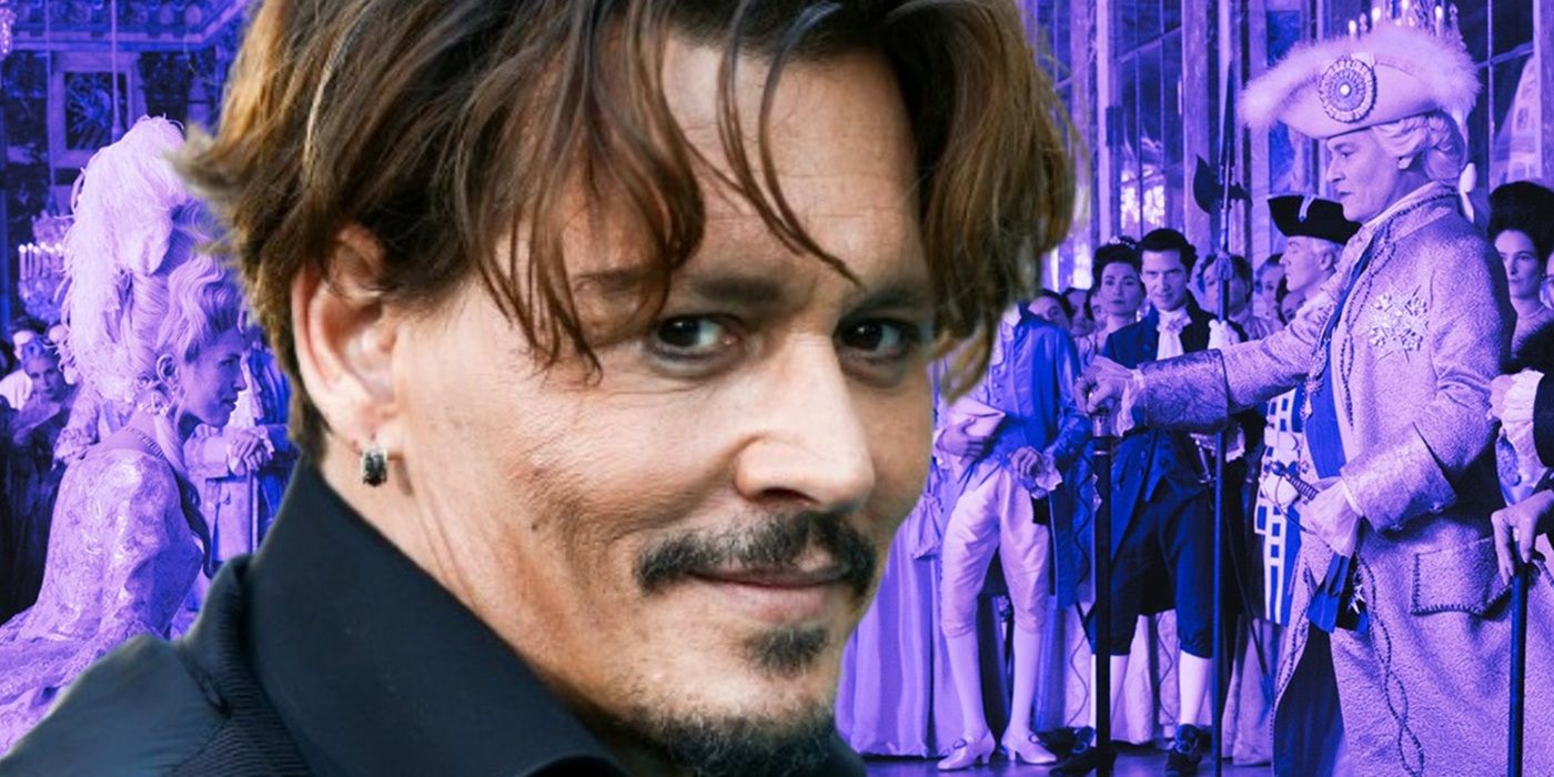Johnny Depp atop a still from Jeanne Du Barry.
