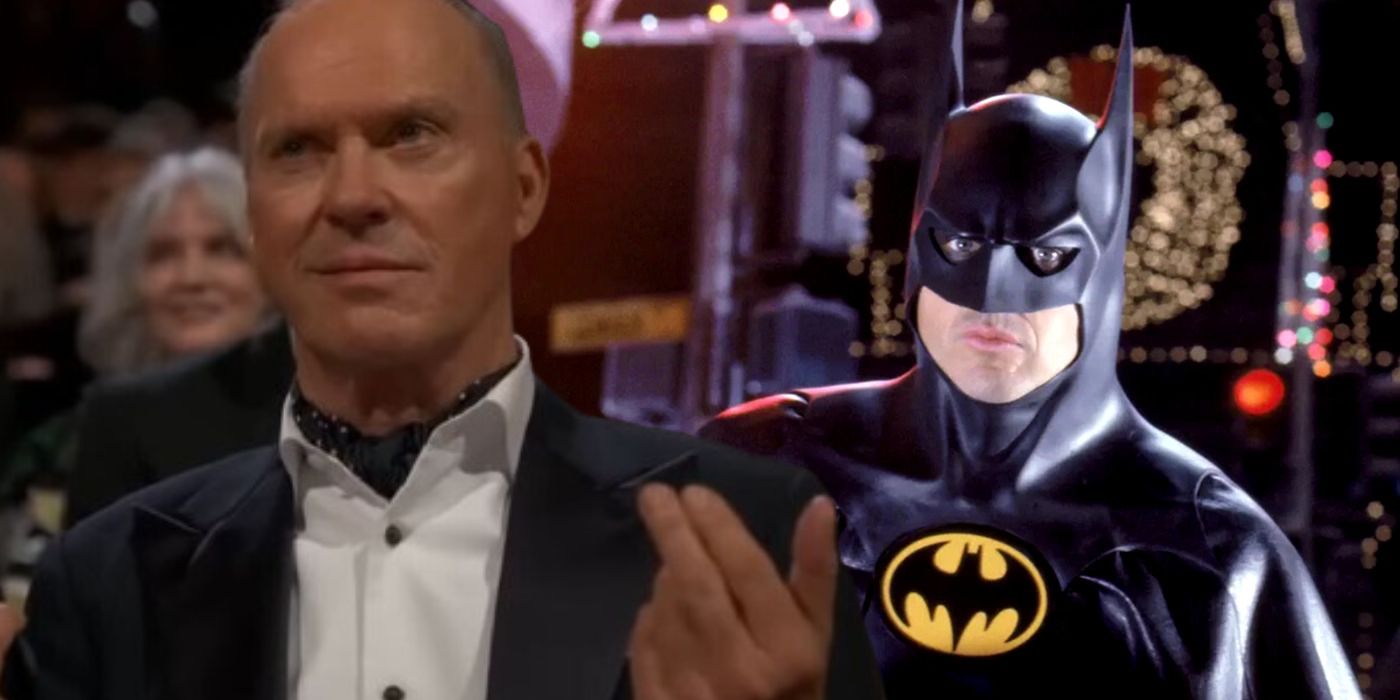 Michael Keaton at the Oscars and as Batman.