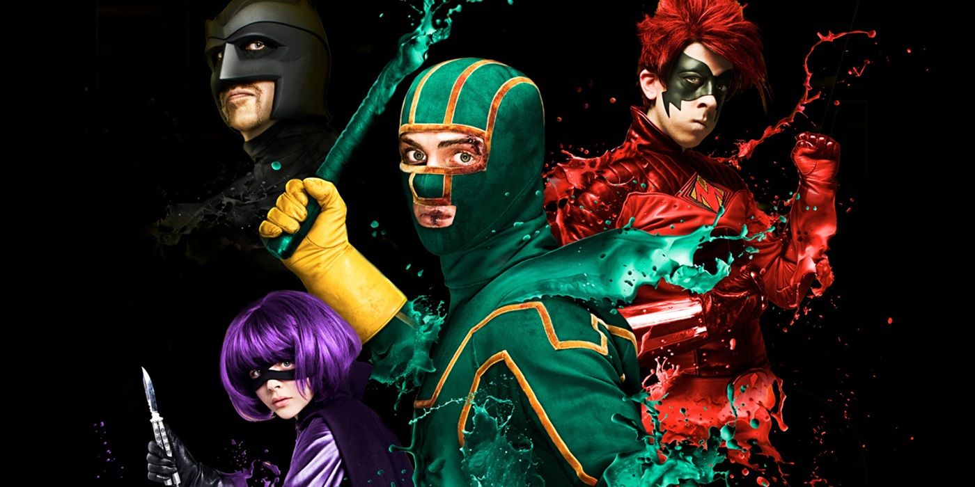 The superheroes of Kick-Ass standing together.