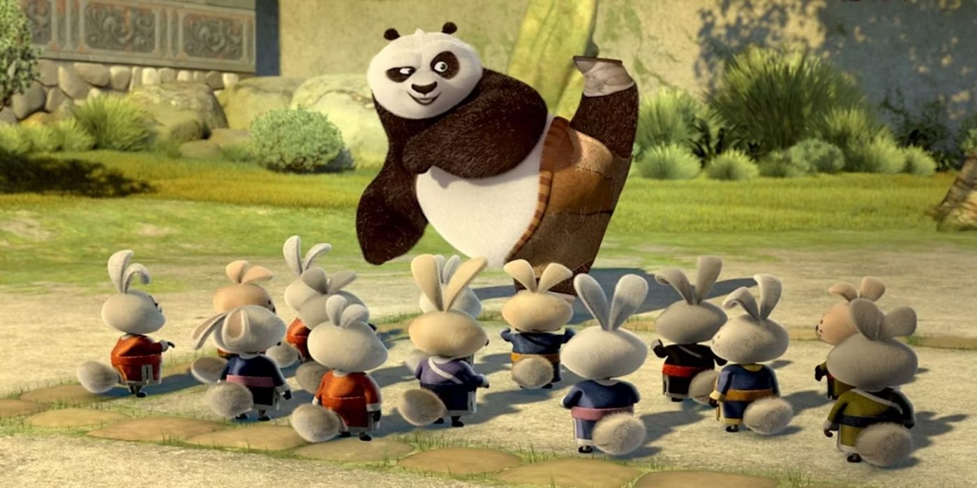 Po and his friends in Kung Fu Panda: Secrets of the Furious Five