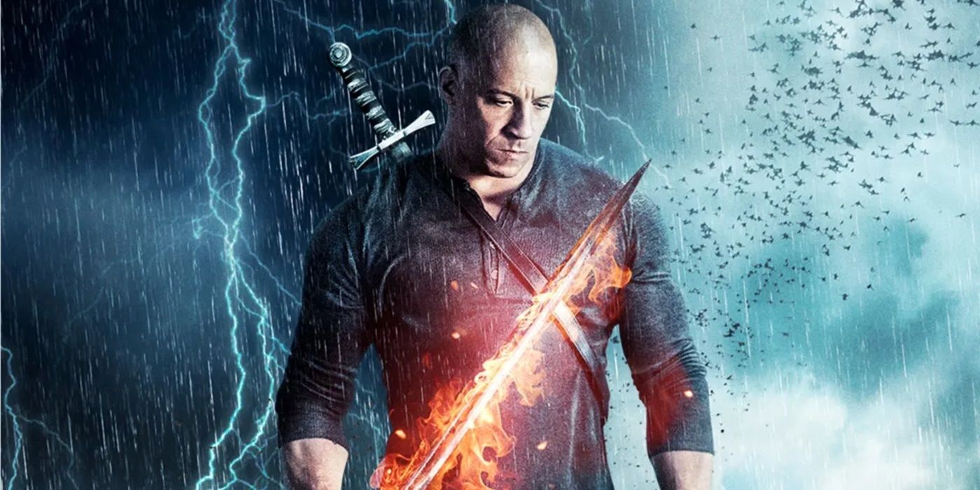Vin Diesel wields a flaming sword in The Last Witch Hunter.