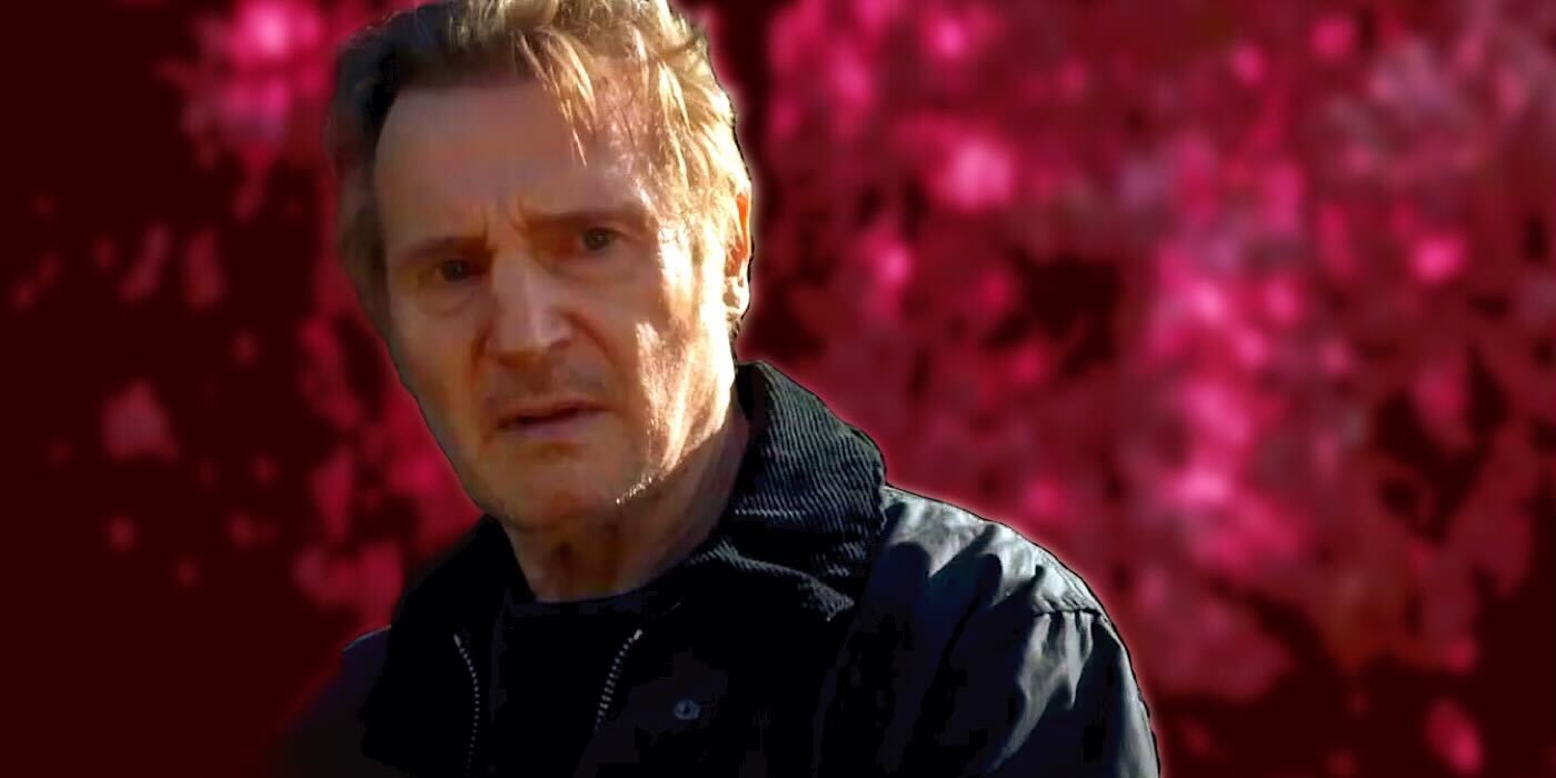 Liam Neeson looking upset in In the Land of Saints and Sinners