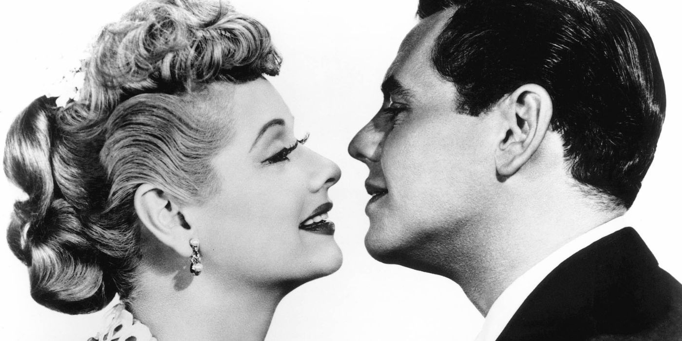 Lucille Ball and Desi Arnaz Kiss I Love Lucy