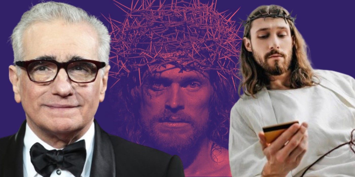 Martin Scorsese, Willem Dafoe in The Last Temptation of Christ, and modern Jesus with a mobile.
