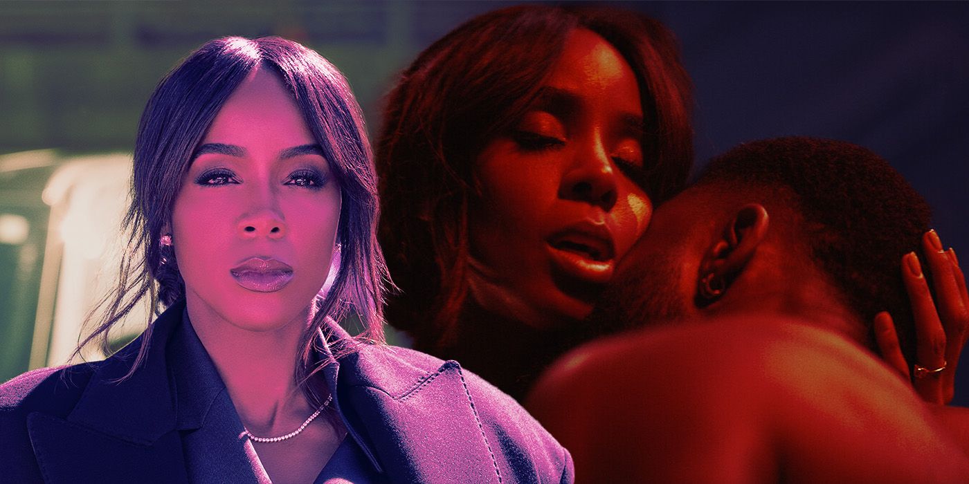 Kelly Rowland as Mea Harper wearing a jacket and kissing Trevante Rhodes as Zyair Malloy in an edited image of Mea Culpa