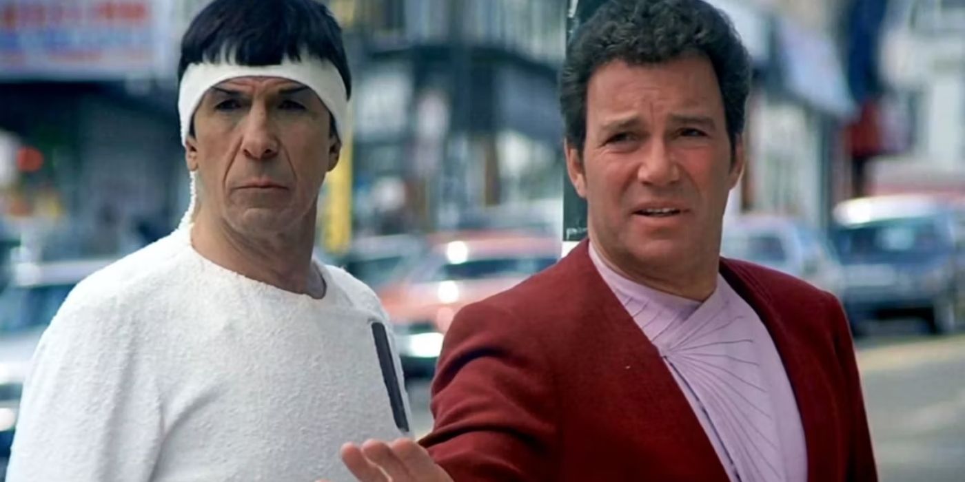 Leonard Nimoy as Spock and William Shatner as Kirk in Star Trek IV: The Voyage Home