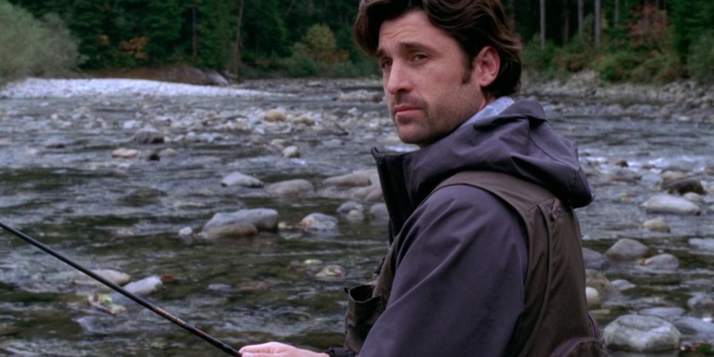 Patrick Dempsey as Derek Shepherd in Grey's Anatomy, camping episode