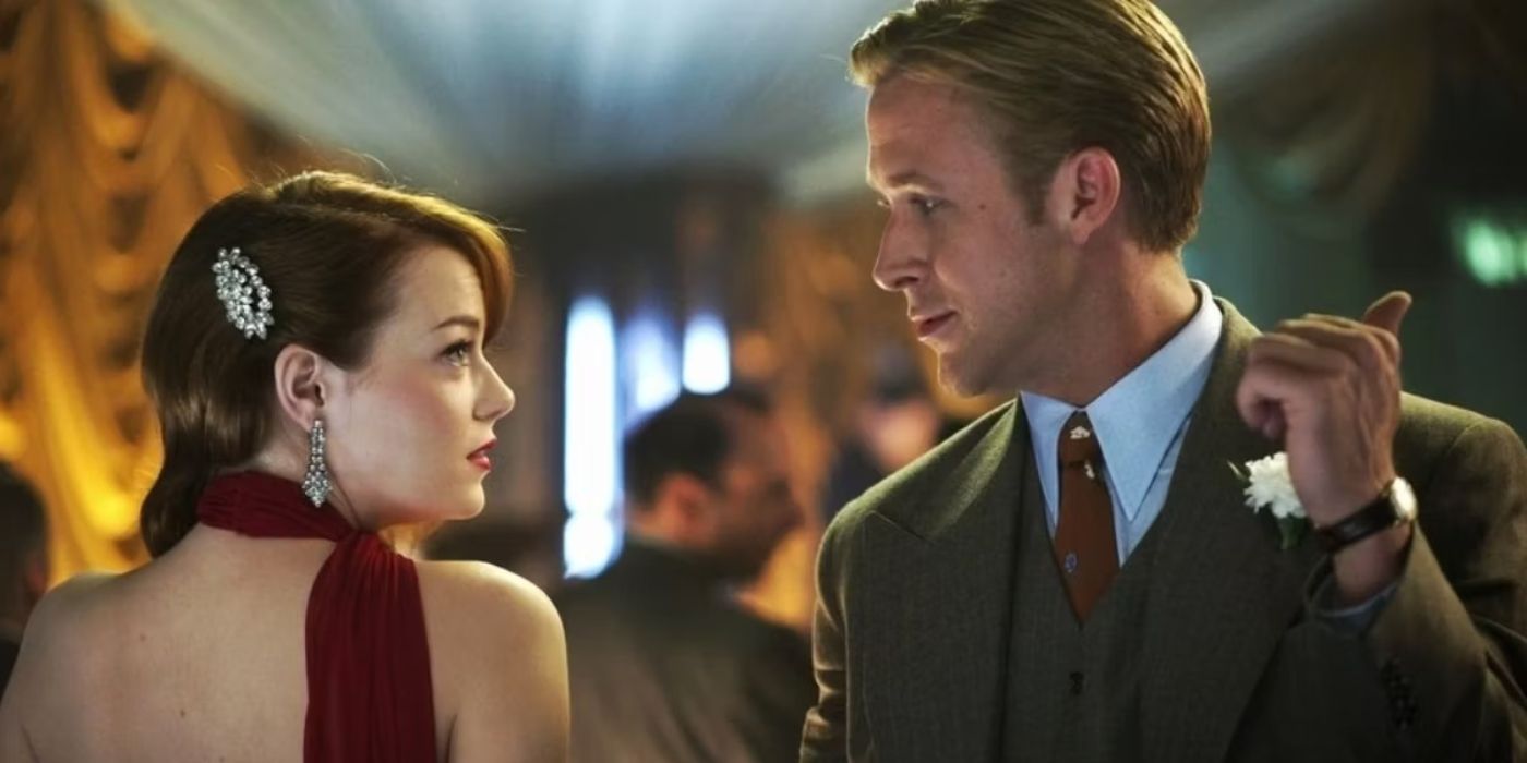 Ryan Gosling as Jerry Wooters and Emma Stone as Grace Faraday in Gangster Squad