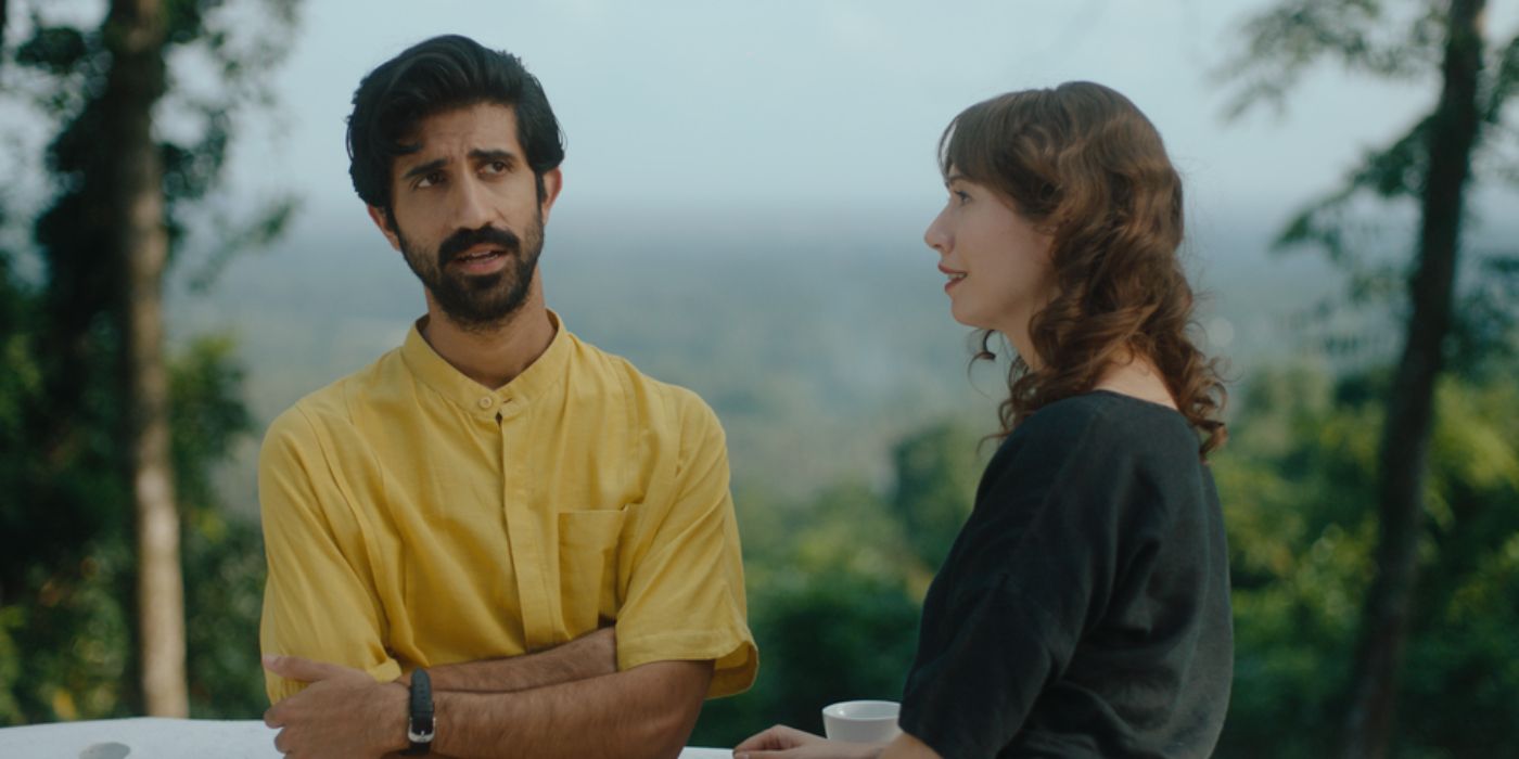Sathya Sridharan as Ben with Anastasia Olowin as Suzanne overlooking a forest in Ben and Suzanne, A Reunion in 4 Parts