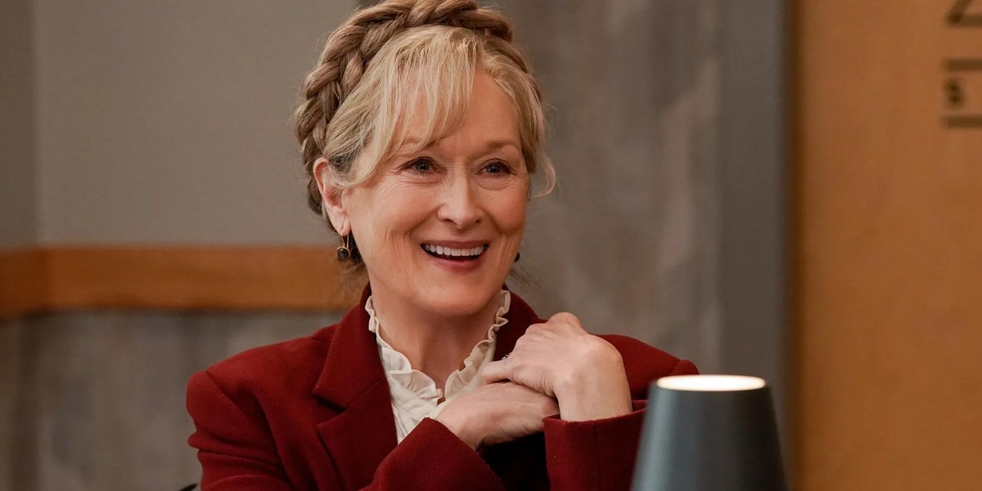 Meryl Streep as Loretta laughing in Only Murders in the Building Season 3.