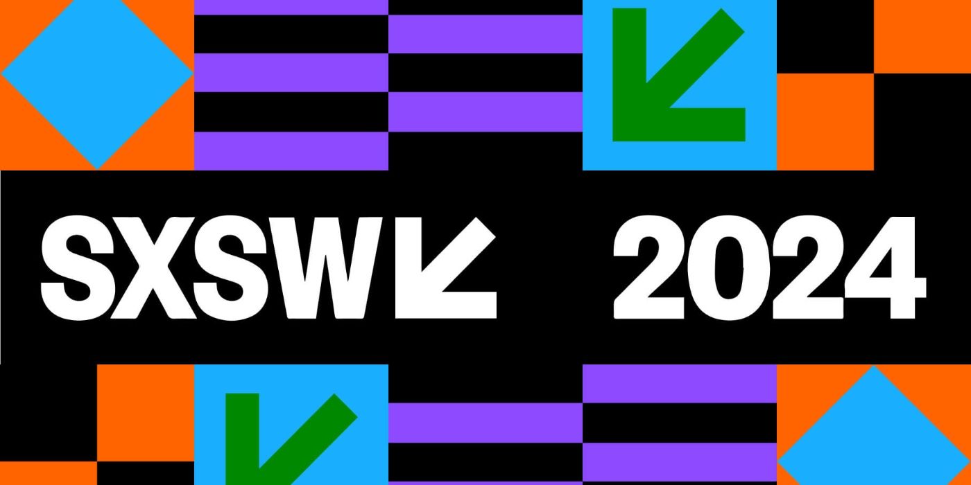 The SXSW 2024 logo, featuring a geometric design with bold colors