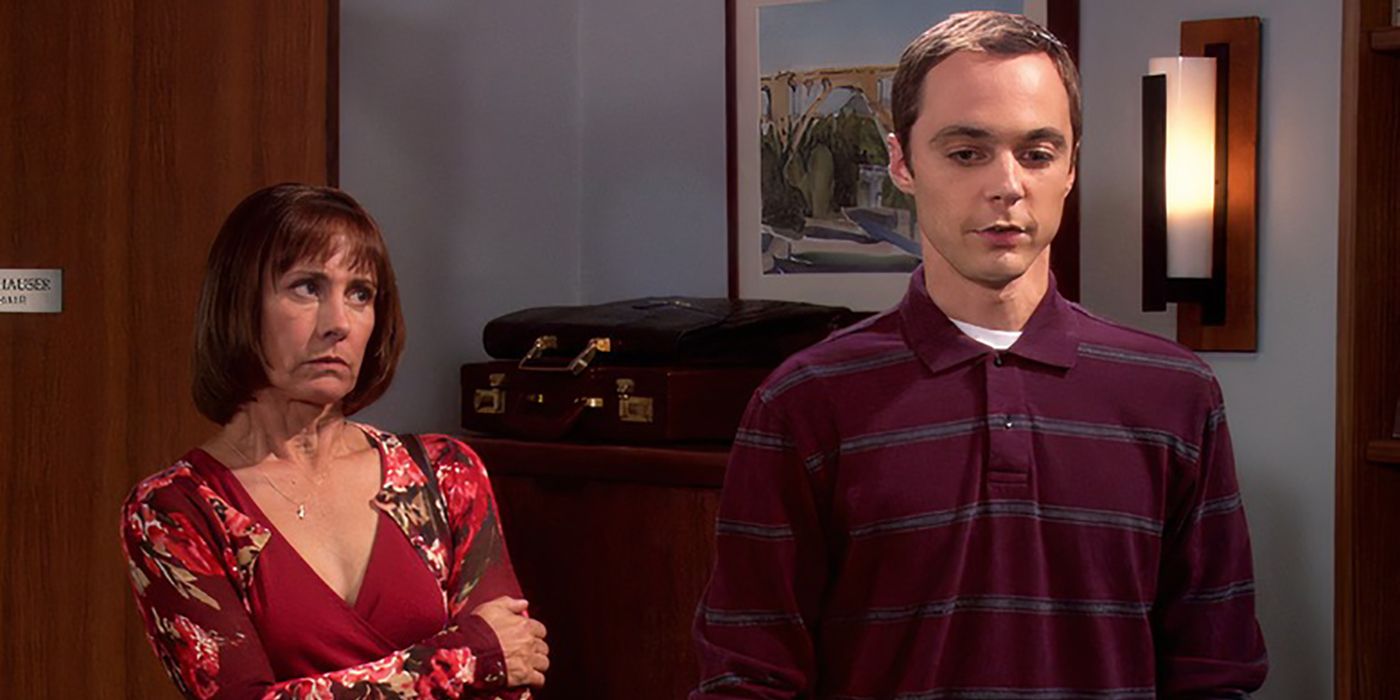 Older Mary looking upset at Sheldon on The Big Bang Theory